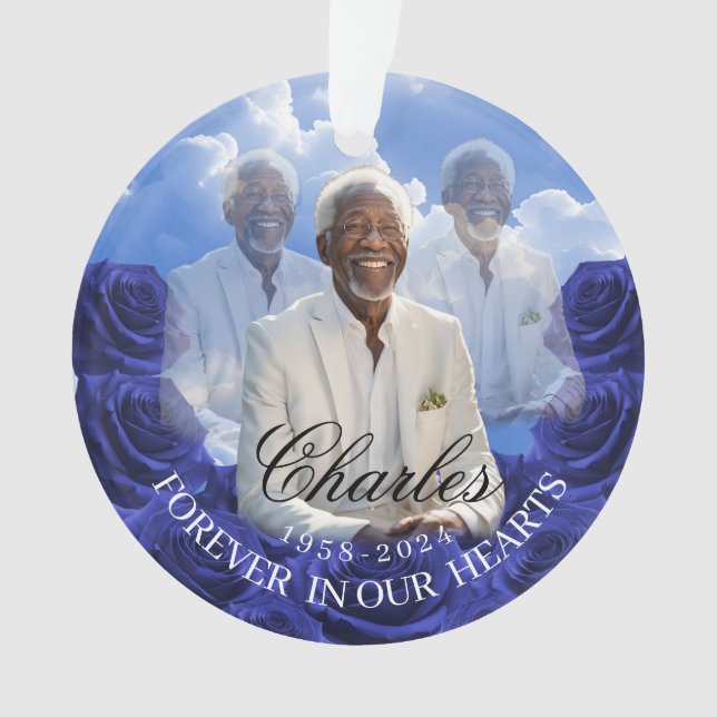 Blue Roses SKy Christmas Memorial Tree Ornament (Vorderseite)