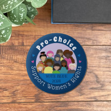 Blue Round-Button für Frauenrechte
