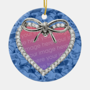 Blue Round Diamond Heart Frame Ornament