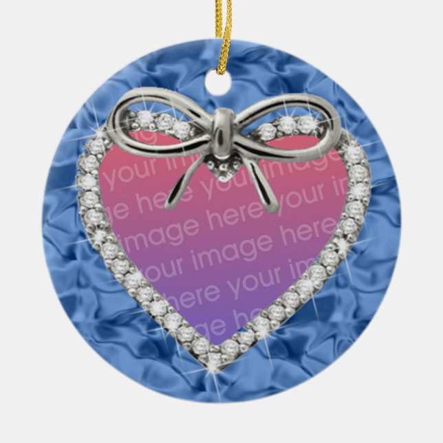 Blue Round Diamond Heart Frame Ornament (Vorne)