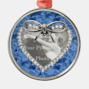 Blue Round Diamond Heart Frame Ornament Aus Metall