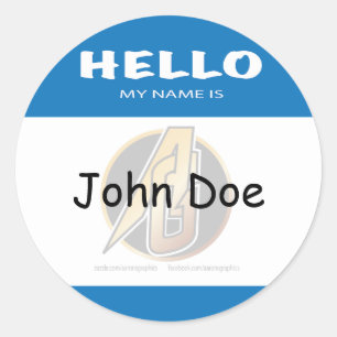 Blue Round Hello Mein Name ist ein Aufkleber
