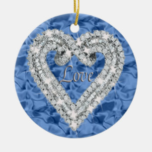 Blue Round Liebe Diamond Herz Ornament