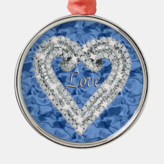 Blue Round Liebe Diamond Herz Ornament (Vorne)
