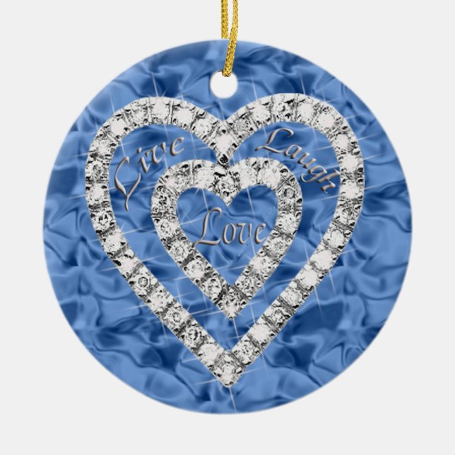 Blue Round Live Lagh Liebe Diamant Herzlich Willko Keramikornament (Vorne)