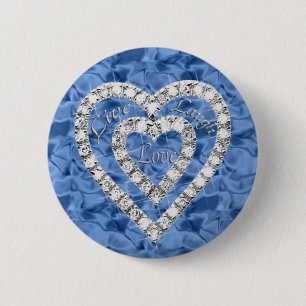 Blue Round Live Lagh Liebe Diamond Herztasten Button