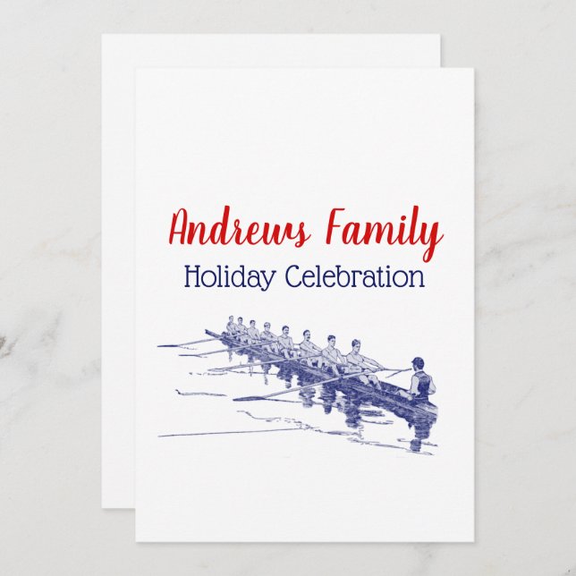 Blue Rowers Crew Team Water Sports #3 Einladung (Vorne/Hinten)