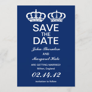 Blue Royal Couple Save the Date Einladung
