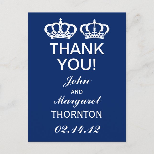 Blue Royal Couple Vielen Dank Postkarte (Vorderseite)