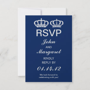 Blue Royal Couple Wedding RSVP Karte