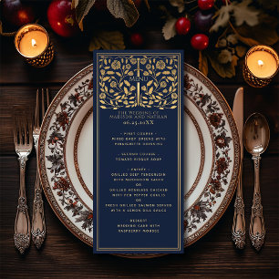 Blue Royal Medieval Sword Hochzeitsmenü Menükarte