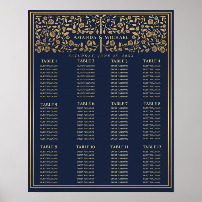 Blue Royal Mittelalterliches Schwert Hochzeitskart Poster (Vorne)