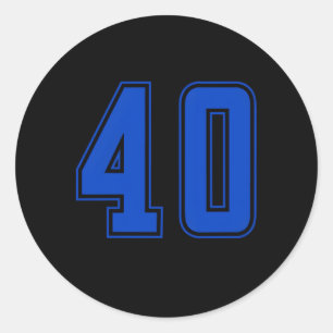 Blue Royal Number 40 Team Junior Sports U Runder Aufkleber