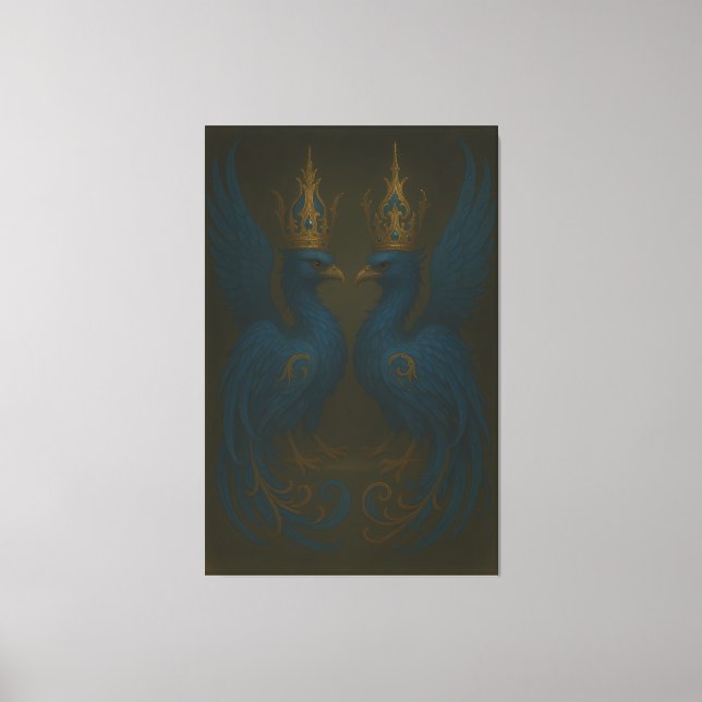 Blue Royal Phoenix Duo · Luxury Canvas Print Leinwanddruck (Vorderseite)