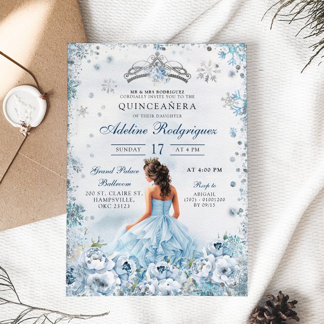 Blue Royal Princess Mexican Girl 16. Geburtstag Einladung (Von Creator hochgeladen)