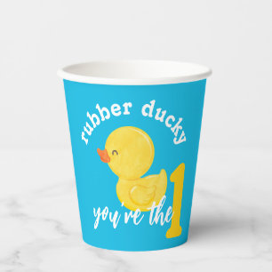 Blue Rubber Ducky Du bist der erste Geburtstag Pappbecher