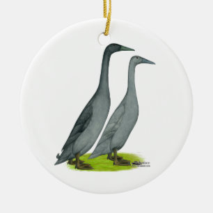 Blue Runner Ducks Keramikornament