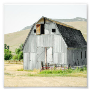 Blue Rural Barn Square Bauernhof Land  Fotodruck