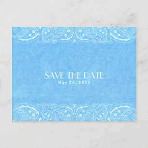 Blue Rusley Country Western Save the Date Ankündigungspostkarte