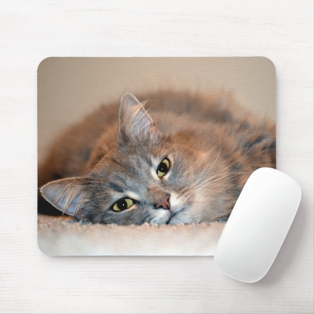 Blue Russian Cat Long Hairs by Shirley Taylor Mousepad (Mit Mouse)