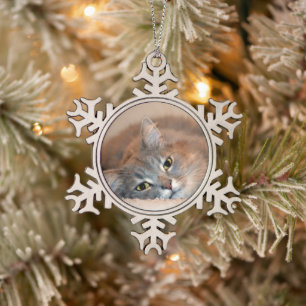 Blue Russian Cat Long Hairs by Shirley Taylor Schneeflocken Zinn-Ornament