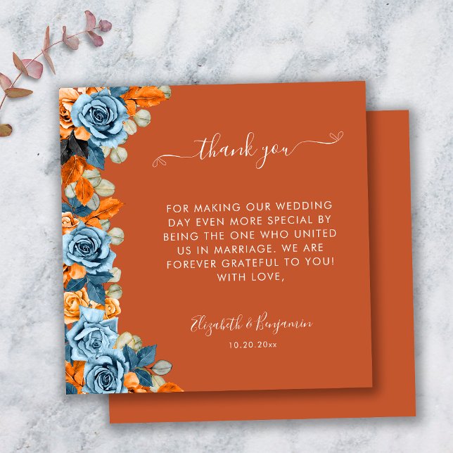 Blue Rust Terracotta Wedding Offizier Vielen Dank Dankeskarte (Von Creator hochgeladen)