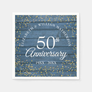 Blue Rustic 50th Anniversary Gold Dust Confetti Serviette