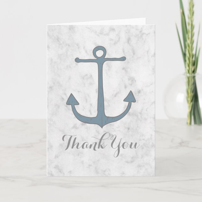 Blue Rustic Anchor Hochzeit Danke Karte (Vorderseite)