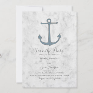 Blue Rustic Anchor Save the Date einladen