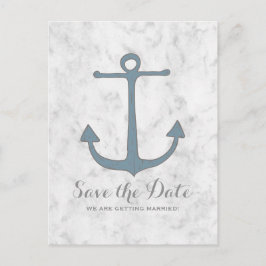 Blue Rustic Anchor Save the Date Postcard Ankündigungspostkarte