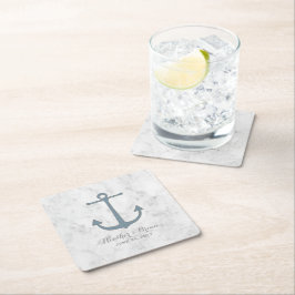 Blue Rustic Anchor Wedding Rechteckiger Pappuntersetzer