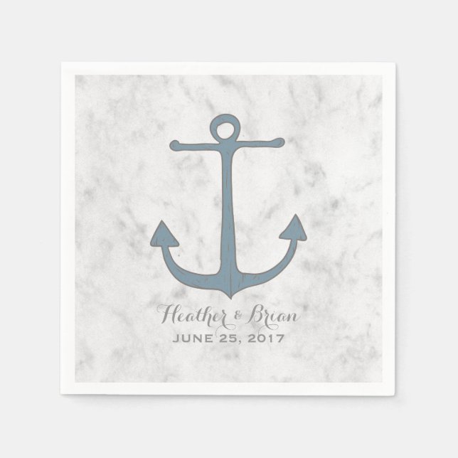 Blue Rustic Anchor Wedding Serviette (Vorderseite)