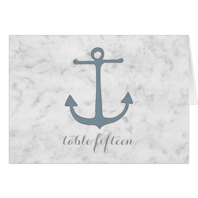 Blue Rustic Anchor Wedding Tischnummer (Vorderseite (Horizontal))
