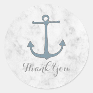 Blue Rustic Anchor Wedding Vielen Dank Runder Aufkleber