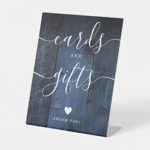 Blue Rustic Barn Wood Script Karten und Geschenke Sockelschild