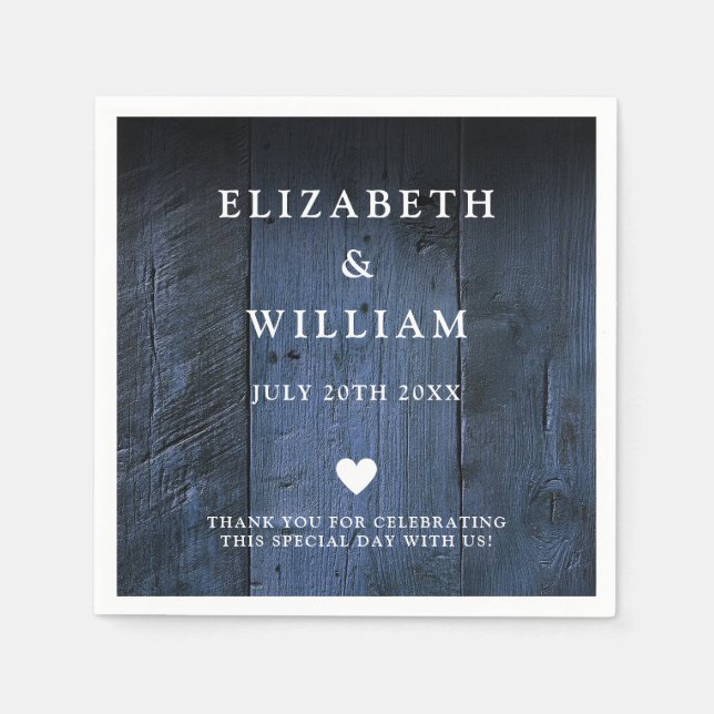 Blue Rustic Boho Barn Wood Country Wedding Serviette (Vorderseite)