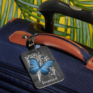 Blue Rustic Butterfly Personalisierter Gepäckträge Gepäckanhänger