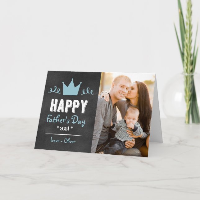 Blue Rustic Chalkboard Vatertag Card Karte (Vorderseite)