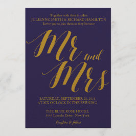 Blue Rustic Chic Mr. and Mrs. Wedding Einladung