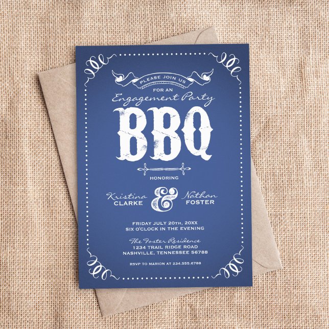 Blue Rustic Engagement Party GRILLEN Einladung (Von Creator hochgeladen)