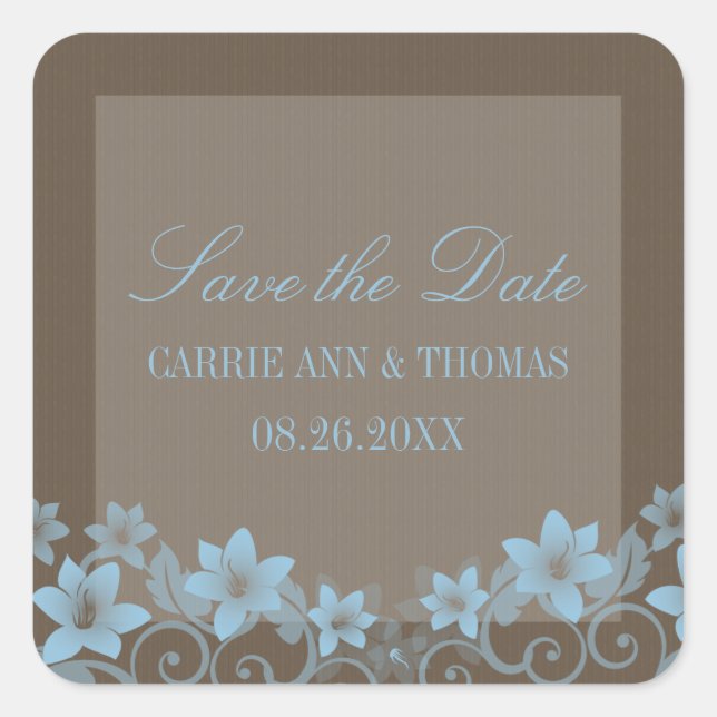Blue Rustic Floral Save the Date Stickers (Vorderseite)