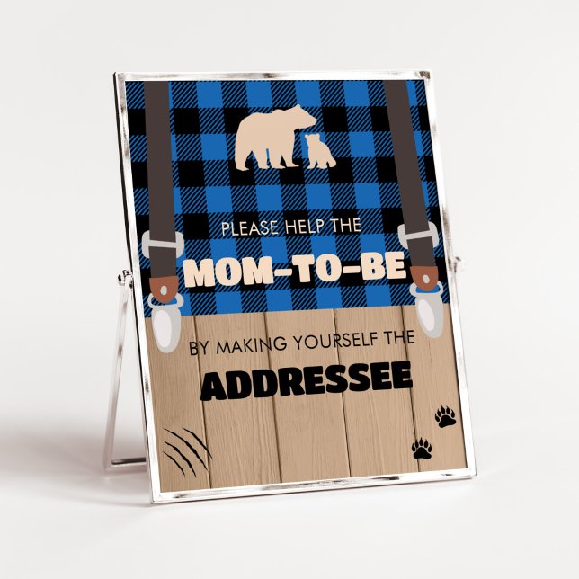 Blue Rustic Kariert Lumberjack Envelope Station Poster (Plaid Lumberjack Baby Shower Envelope Station Sign)