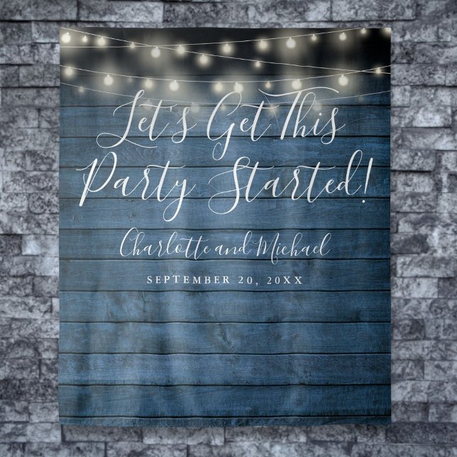 Blue Rustic Lights Party Started Foto Hintergrund Wandteppich (Blue Rustic Lights Party Started Photo Backdrop)