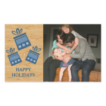 Blue Rustic Presets Holiday Foto Stickers