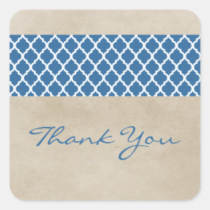 Blue Rustic Quatrefolie Danke Stickers