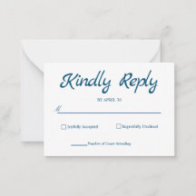 Blue Rustic RSVP Card Elegante Simple RSVP Card