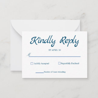 Blue Rustic RSVP Card Elegante Simple RSVP Card Mitteilungskarte