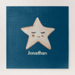 Blue Rustic Sleepy Star Name Modern Puzzle<br><div class="desc">Niedliches rustikales Schläfenrazzle zum Bauen mit Ihrer Familie. Das macht eine tolle Dusche,  Geburtstag oder Weihnachtsgeschenk.</div>