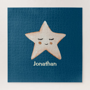 Blue Rustic Sleepy Star Name Modern Puzzle