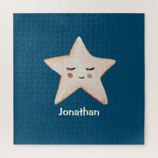 Blue Rustic Sleepy Star Name Modern Puzzle